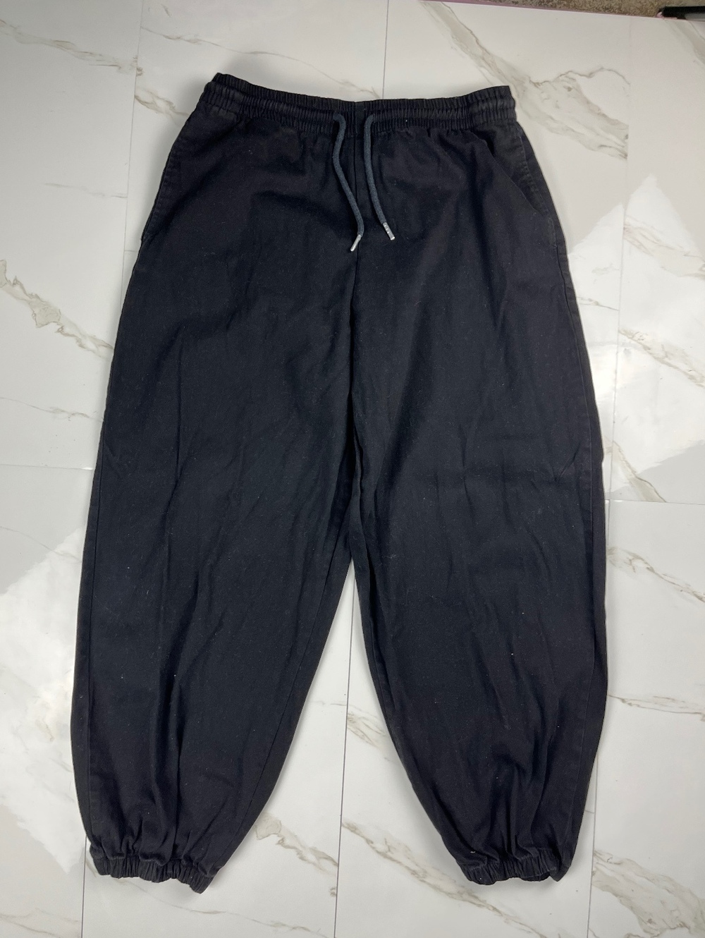 Black Casual Jogger Sweatpants with Drawstring Waist and Ank